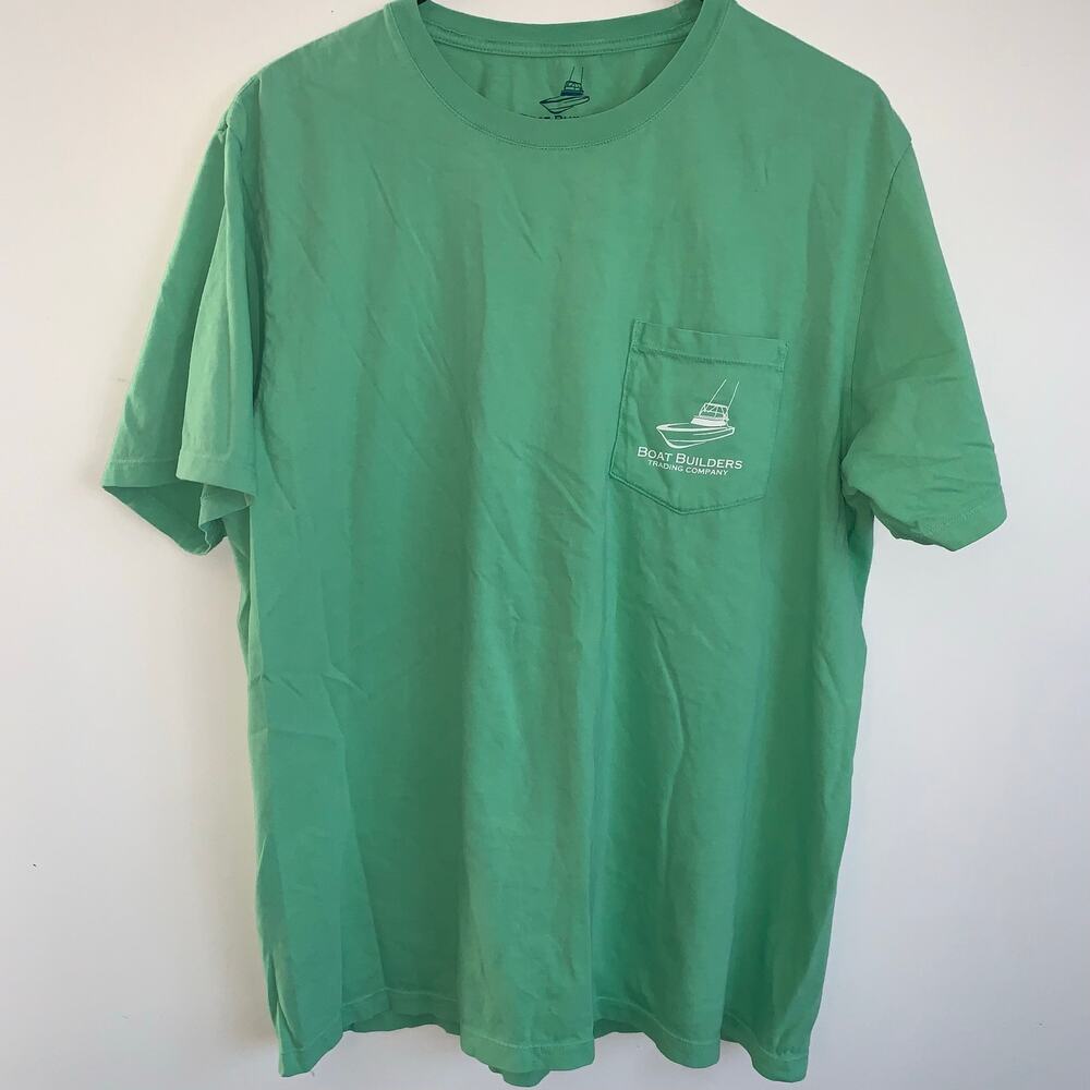 Boat Builders Trading Company Menās L Green Organic Cotton Pocket Tee
